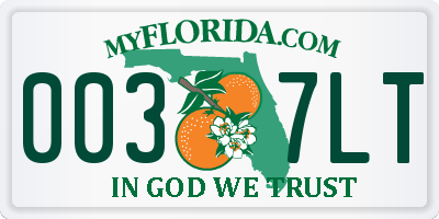 FL license plate 0037LT