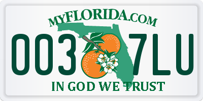 FL license plate 0037LU
