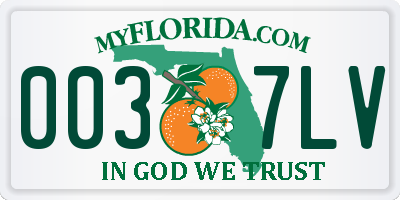 FL license plate 0037LV