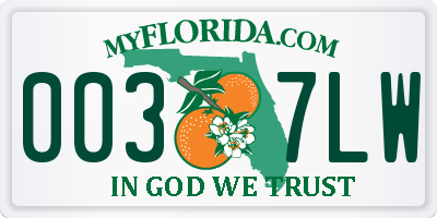 FL license plate 0037LW