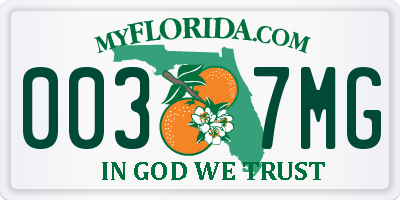 FL license plate 0037MG
