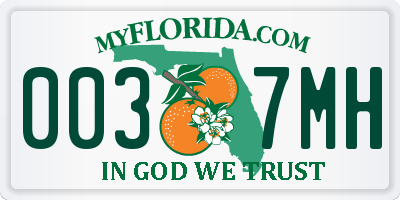 FL license plate 0037MH