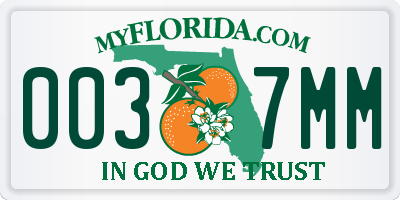 FL license plate 0037MM