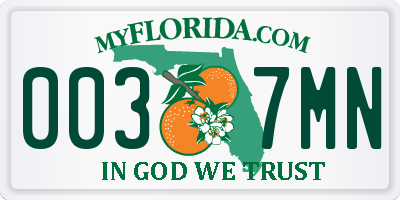 FL license plate 0037MN