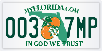 FL license plate 0037MP