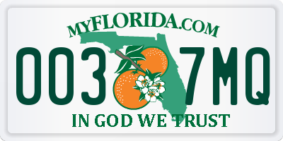 FL license plate 0037MQ