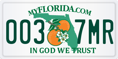 FL license plate 0037MR