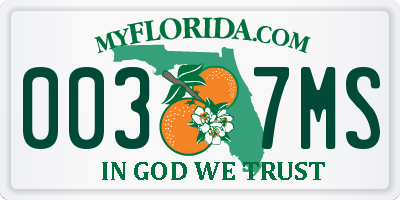 FL license plate 0037MS