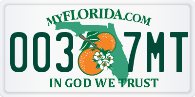 FL license plate 0037MT