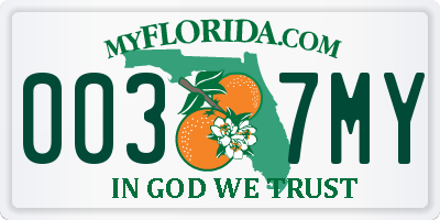 FL license plate 0037MY
