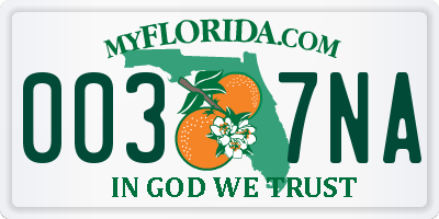 FL license plate 0037NA