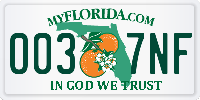 FL license plate 0037NF