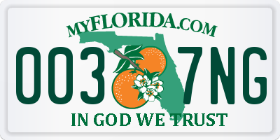 FL license plate 0037NG