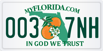 FL license plate 0037NH