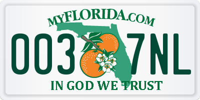 FL license plate 0037NL