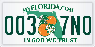 FL license plate 0037NO