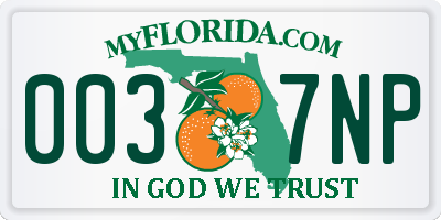 FL license plate 0037NP