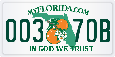 FL license plate 0037OB