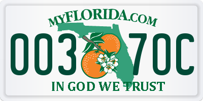 FL license plate 0037OC
