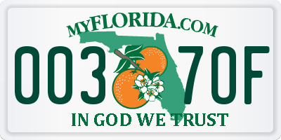 FL license plate 0037OF