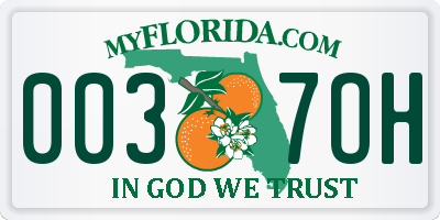 FL license plate 0037OH