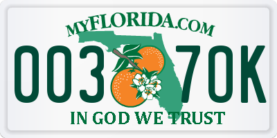 FL license plate 0037OK