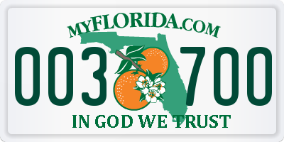 FL license plate 0037OO