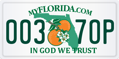 FL license plate 0037OP