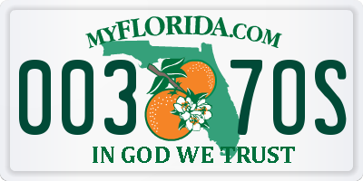 FL license plate 0037OS