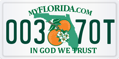 FL license plate 0037OT