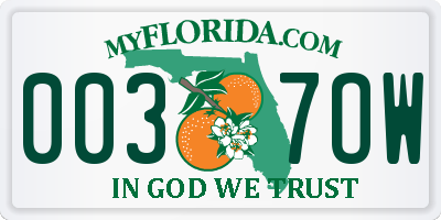 FL license plate 0037OW