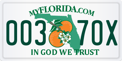 FL license plate 0037OX