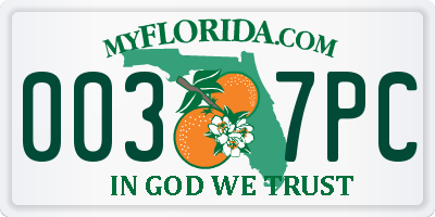 FL license plate 0037PC