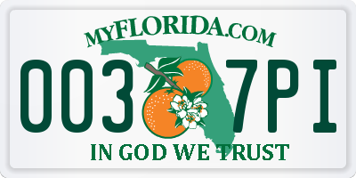 FL license plate 0037PI
