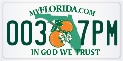 FL license plate 0037PM