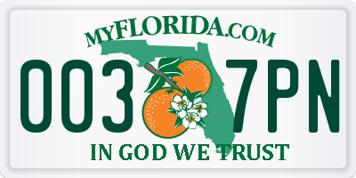 FL license plate 0037PN