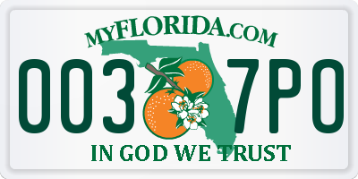 FL license plate 0037PO