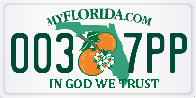 FL license plate 0037PP