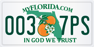 FL license plate 0037PS