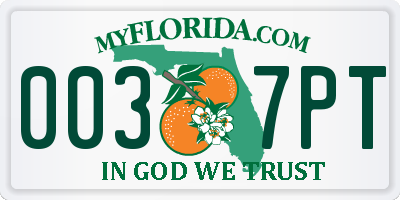 FL license plate 0037PT
