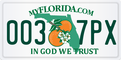 FL license plate 0037PX