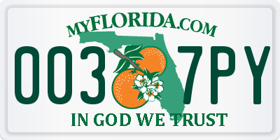 FL license plate 0037PY