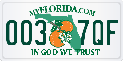 FL license plate 0037QF