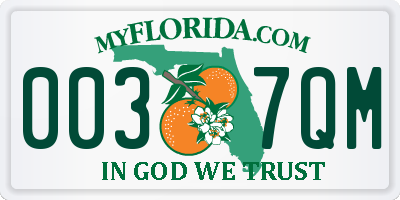 FL license plate 0037QM