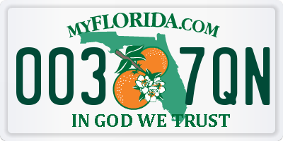 FL license plate 0037QN