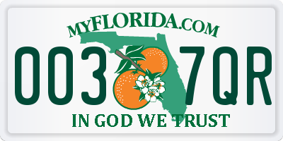 FL license plate 0037QR