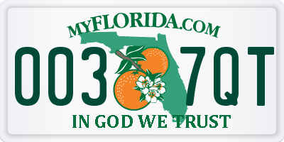 FL license plate 0037QT