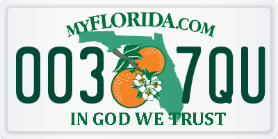 FL license plate 0037QU
