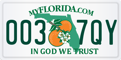 FL license plate 0037QY