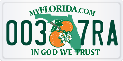 FL license plate 0037RA